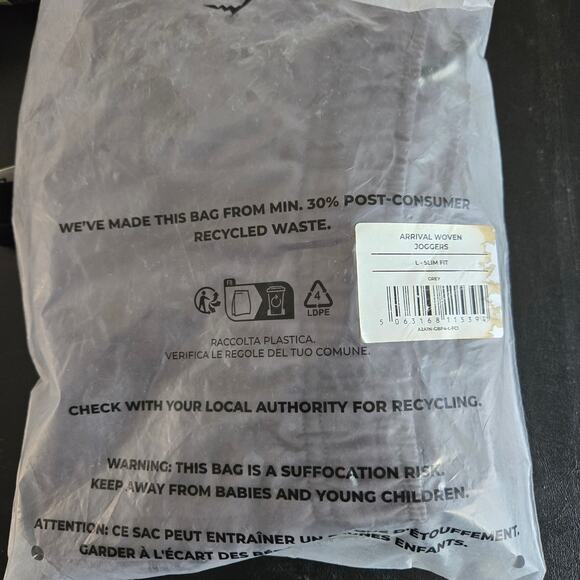 Gym Shark Mens Woven Lightweight Slim Fit Tapered Gray Leg Joggers Size Large - Picture 11 of 11